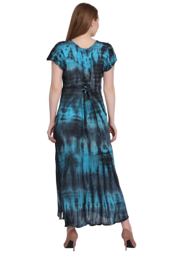 Back Tie Cap Sleeve Tie Dye Dress 522118