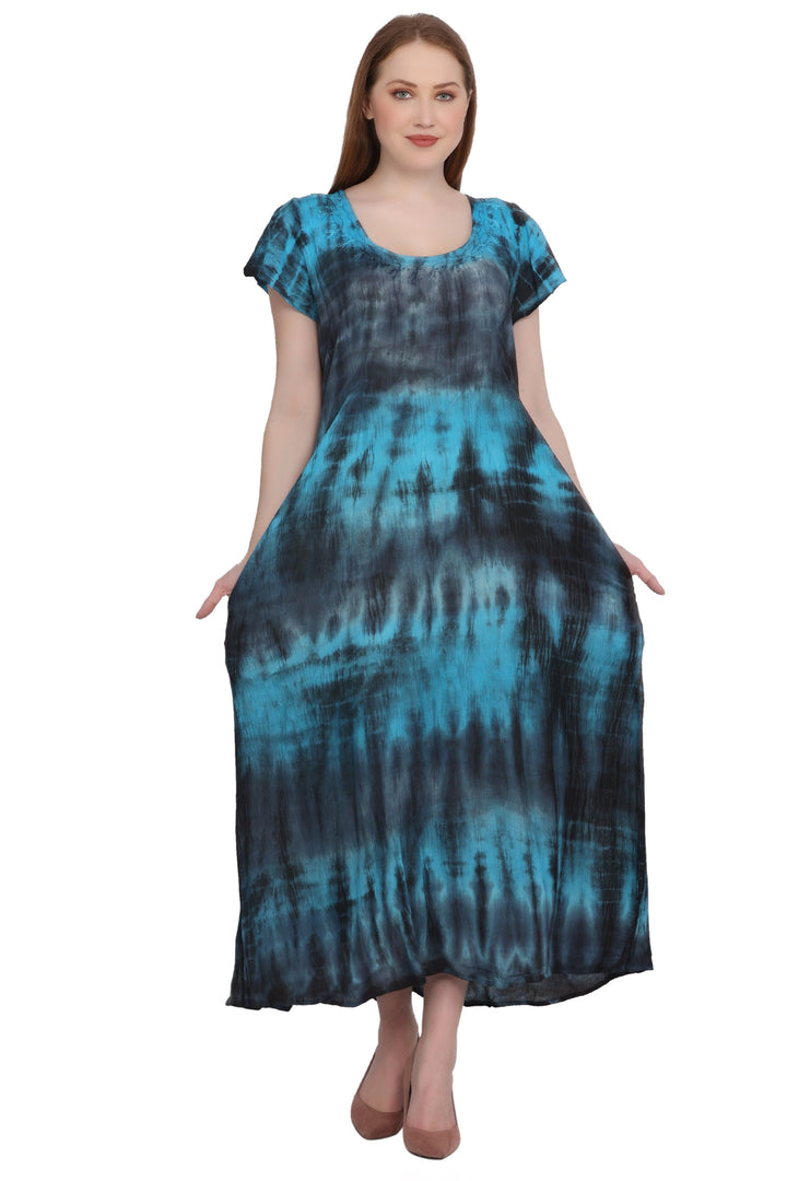 Back Tie Cap Sleeve Tie Dye Dress 522118