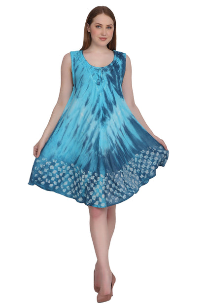 Border Block Print Tie Dye Dress 362201RD