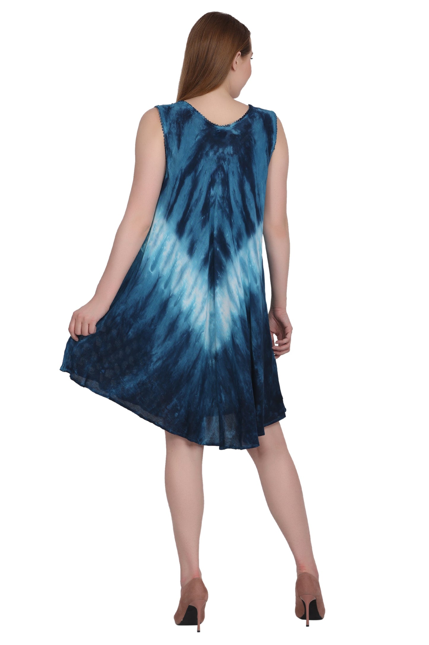 Border Block Print Tie Dye Dress 362201RD