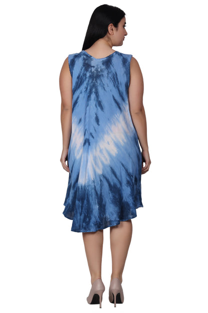 Border Block Print Tie Dye Dress 362201RD