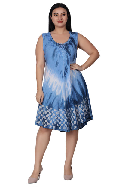 Border Block Print Tie Dye Dress 362201RD