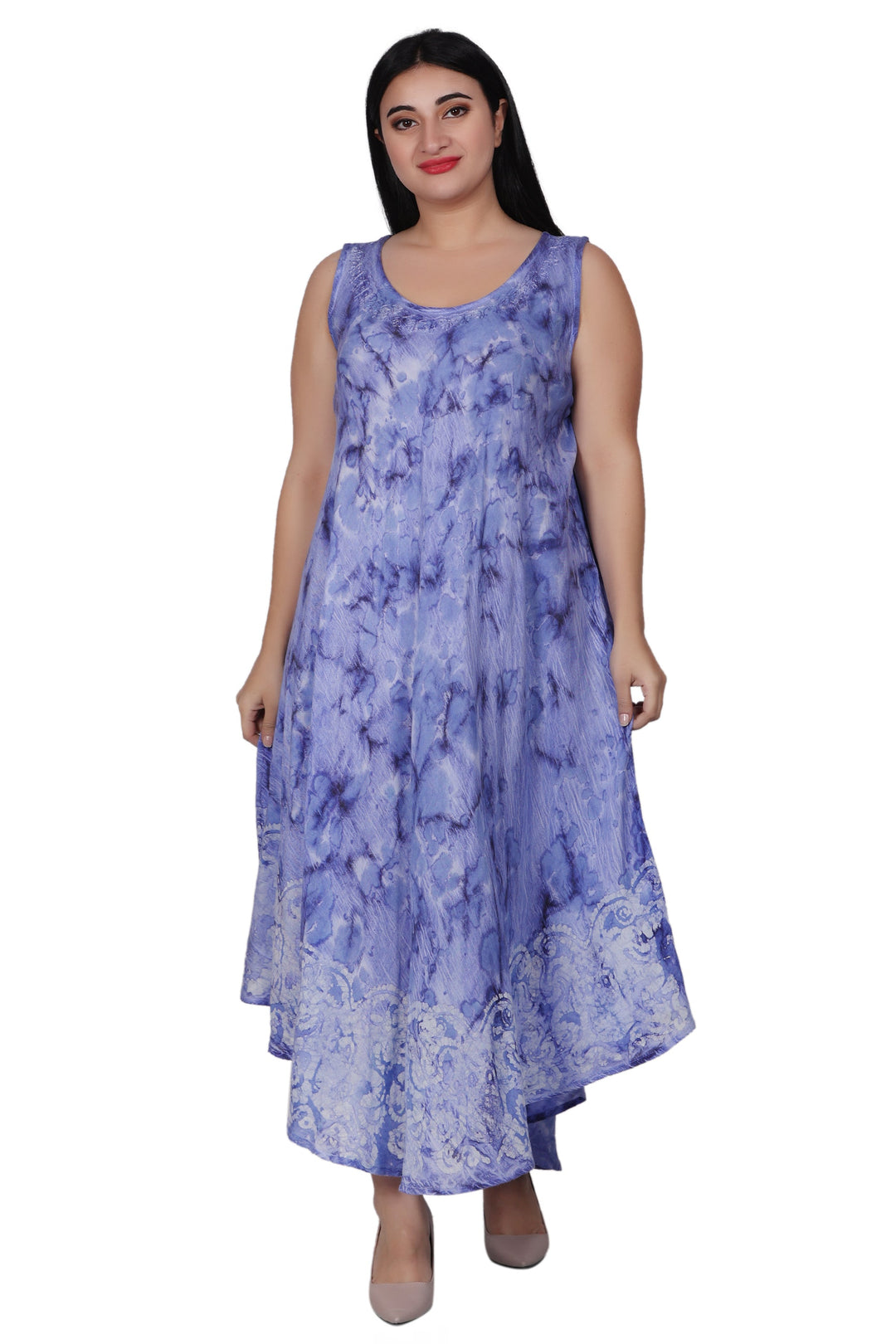 Border Block Print Tie Dye Dress 522183