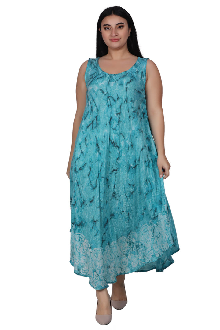 Border Block Print Tie Dye Dress 522183