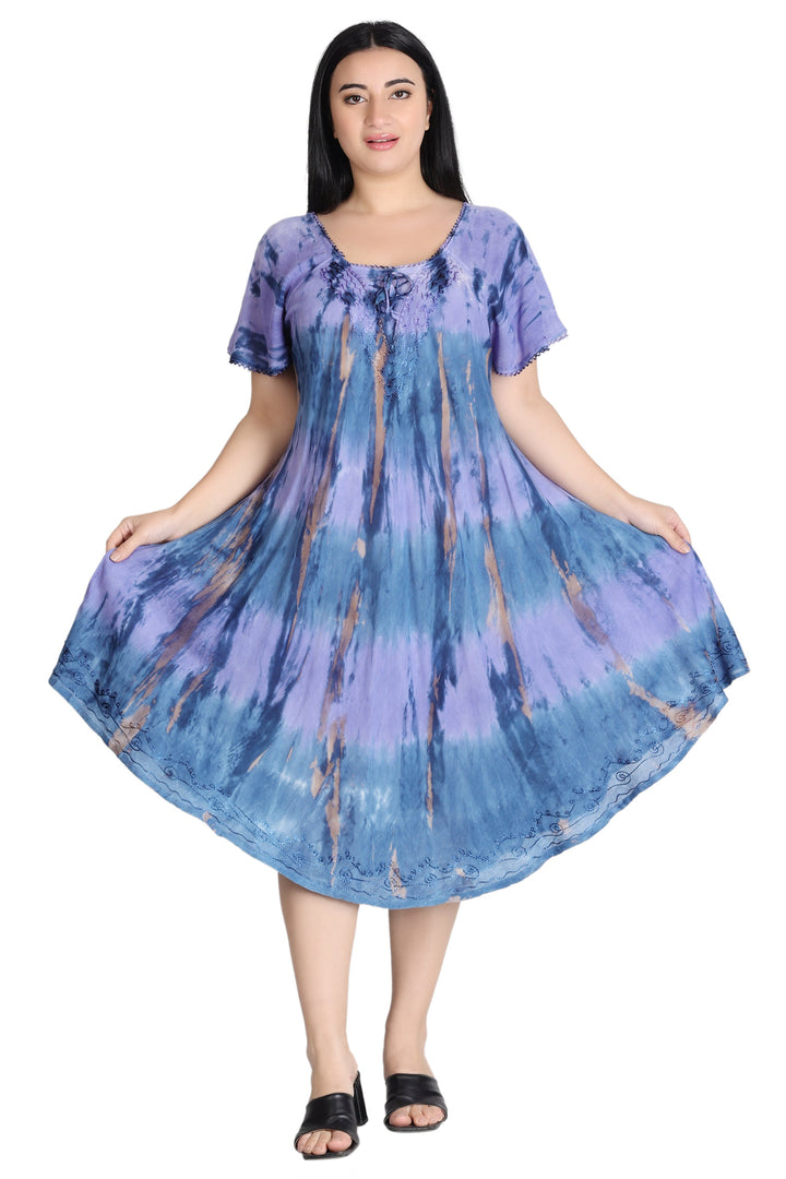 Cap Sleeve Tie Dye Dress 482162-SLVD