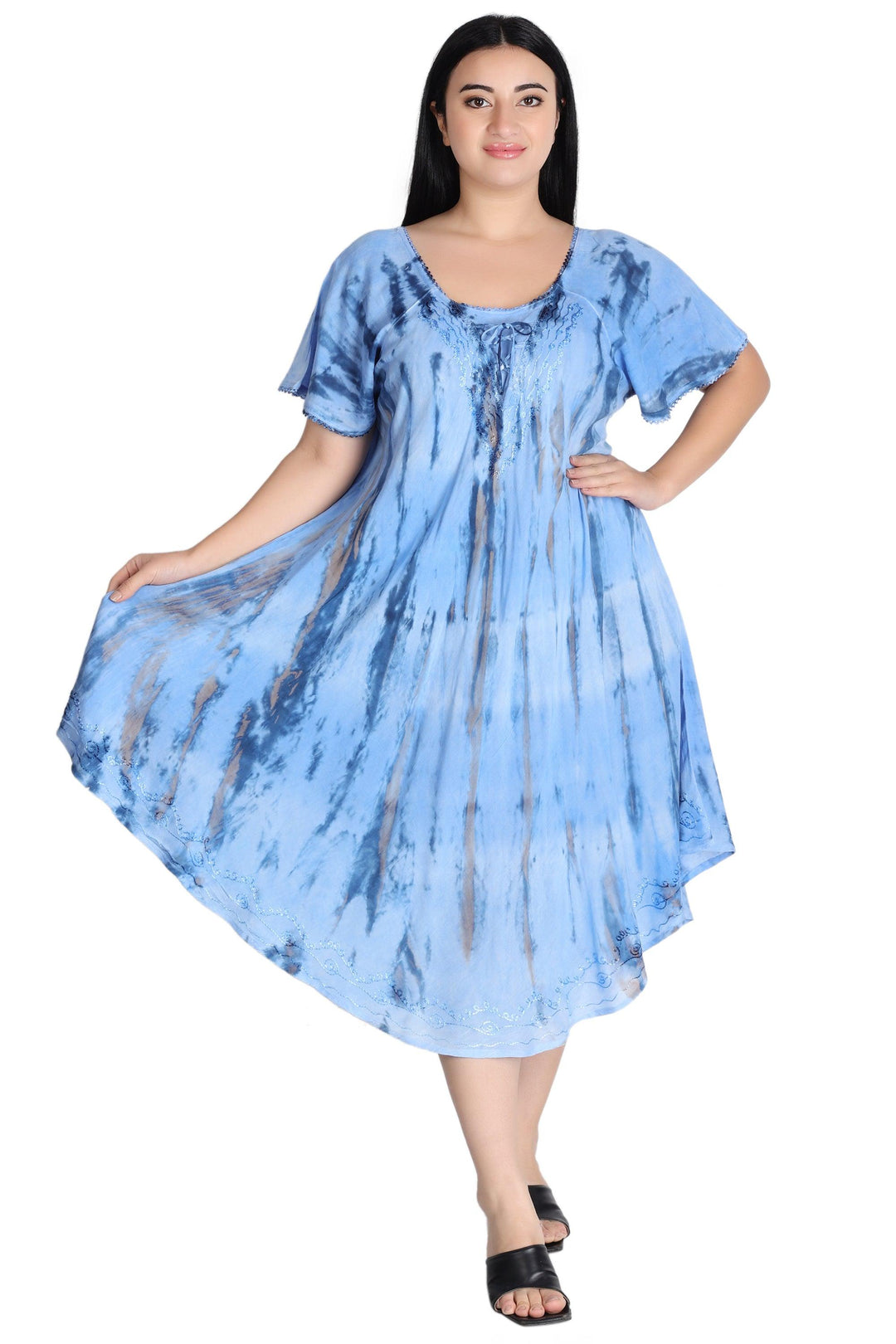 Cap Sleeve Tie Dye Dress 482162-SLVD