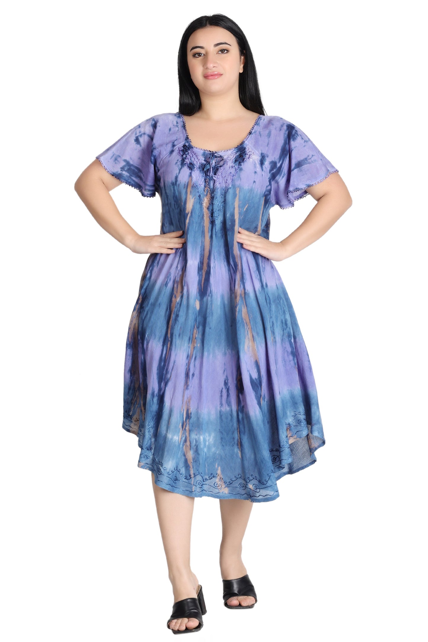 Cap Sleeve Tie Dye Dress 482162-SLVD