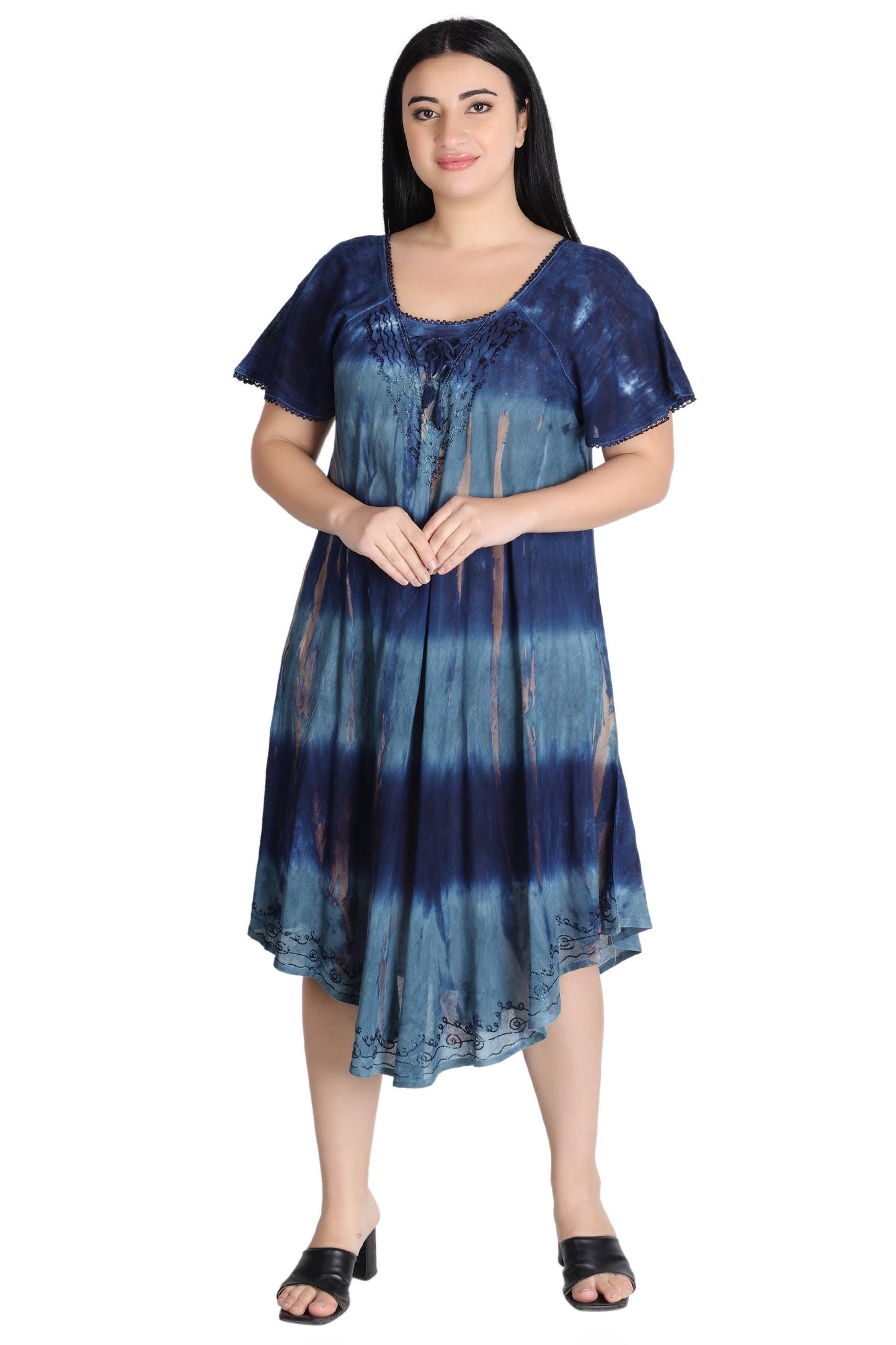 Cap Sleeve Tie Dye Dress 482162-SLVD