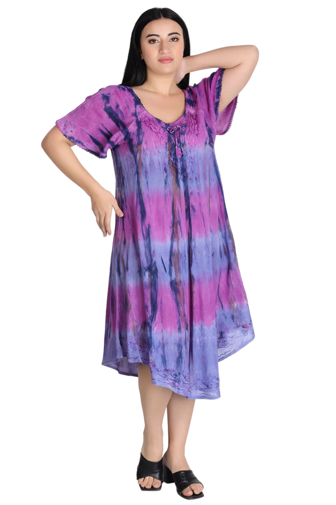 Cap Sleeve Tie Dye Dress 482162-SLVD