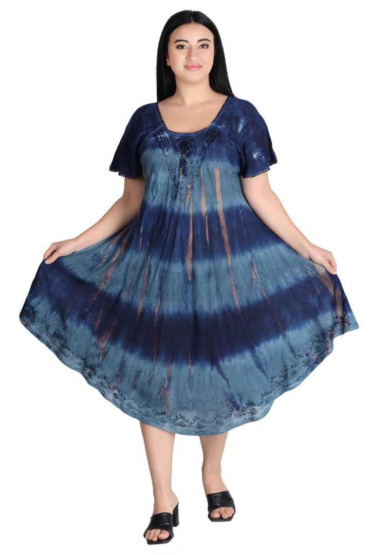 Cap Sleeve Tie Dye Dress 482162-SLVD