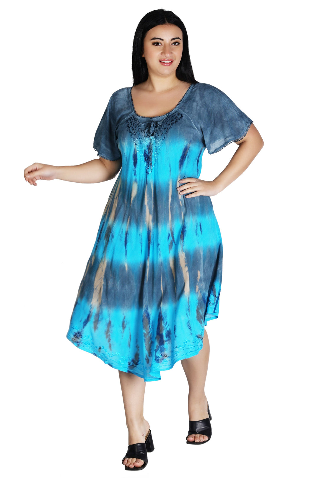 Cap Sleeve Tie Dye Dress 482162-SLVD