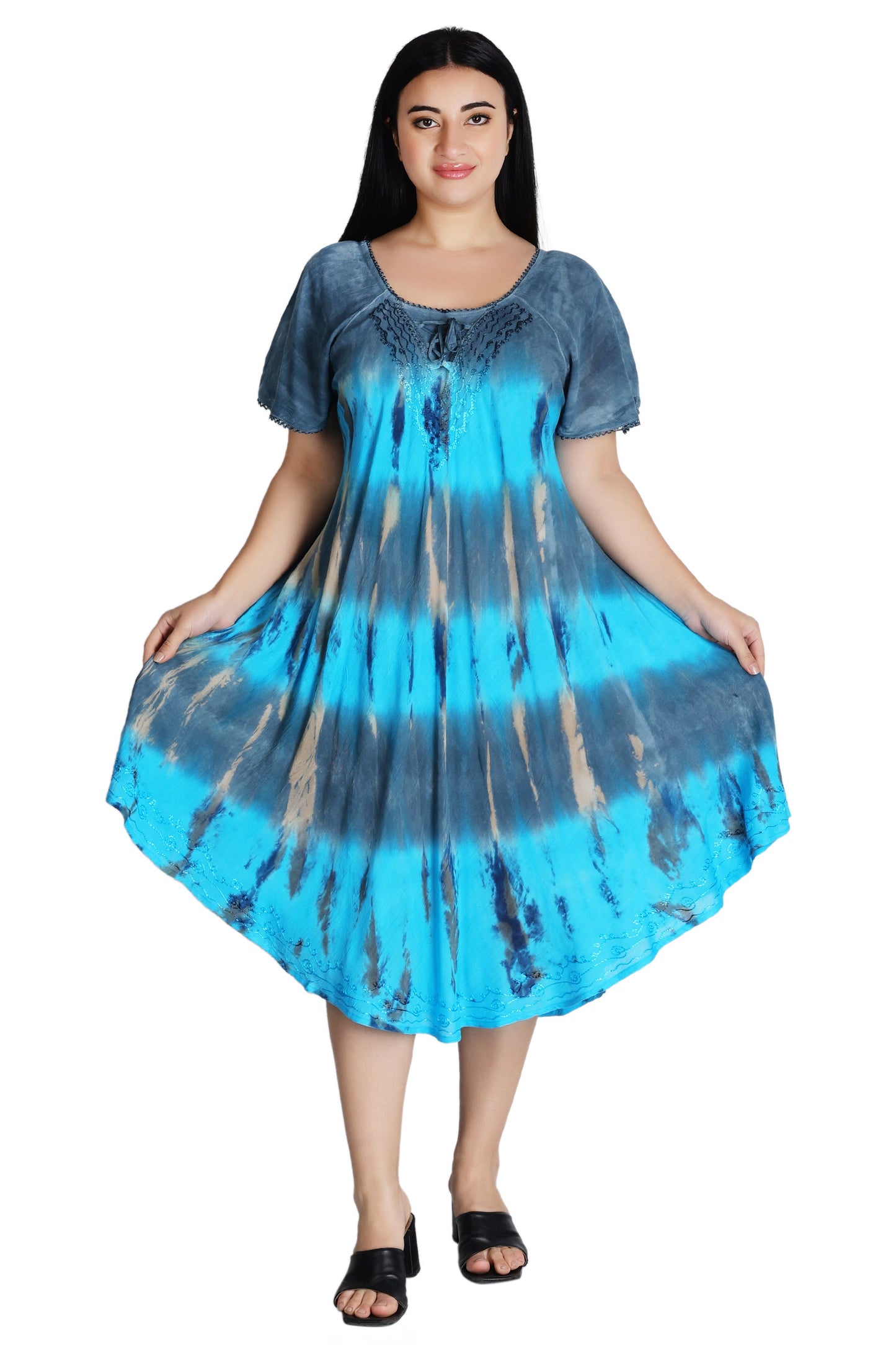 Cap Sleeve Tie Dye Dress 482162-SLVD