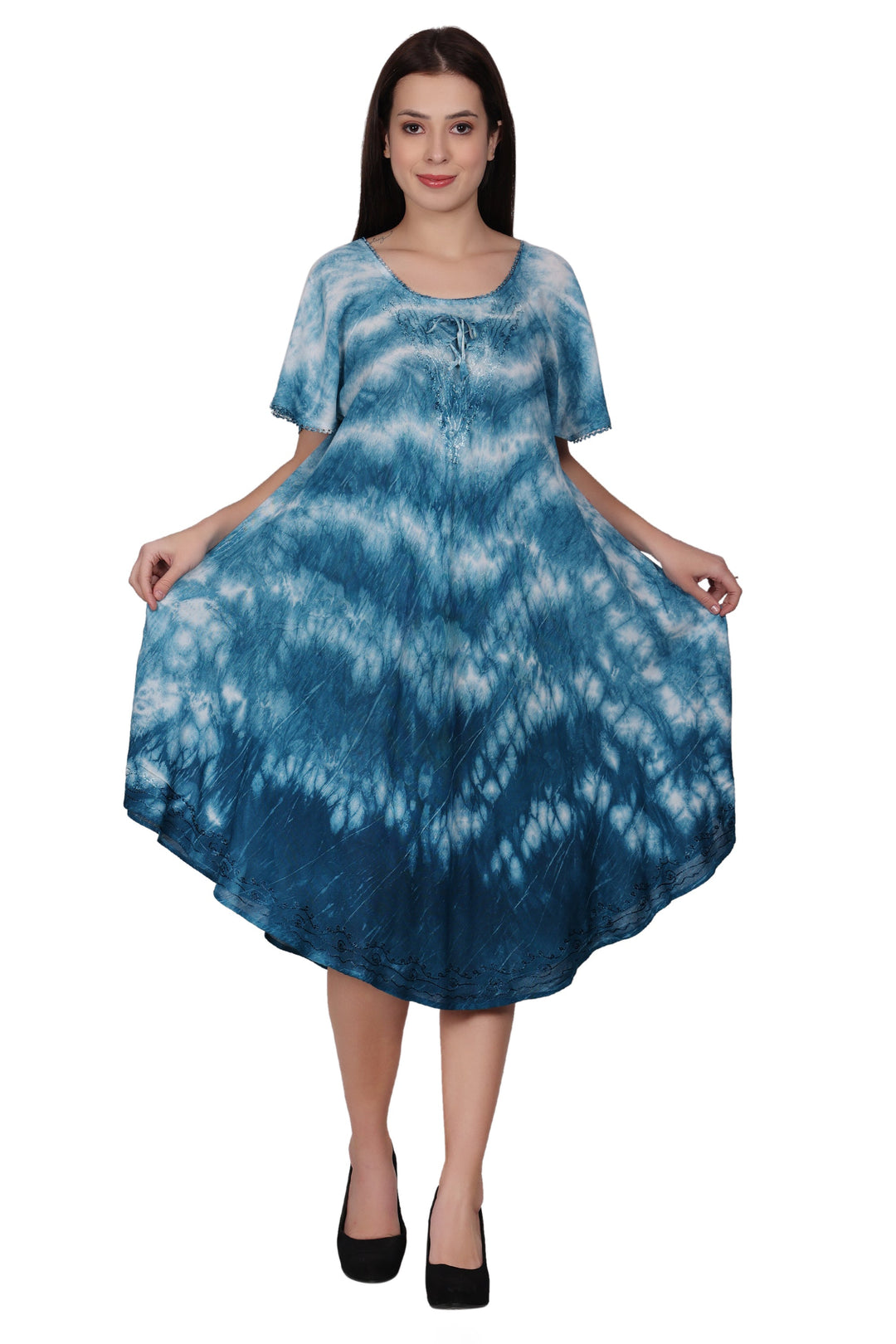 Cap Sleeve Tie Dye Dress 482210-SLVD