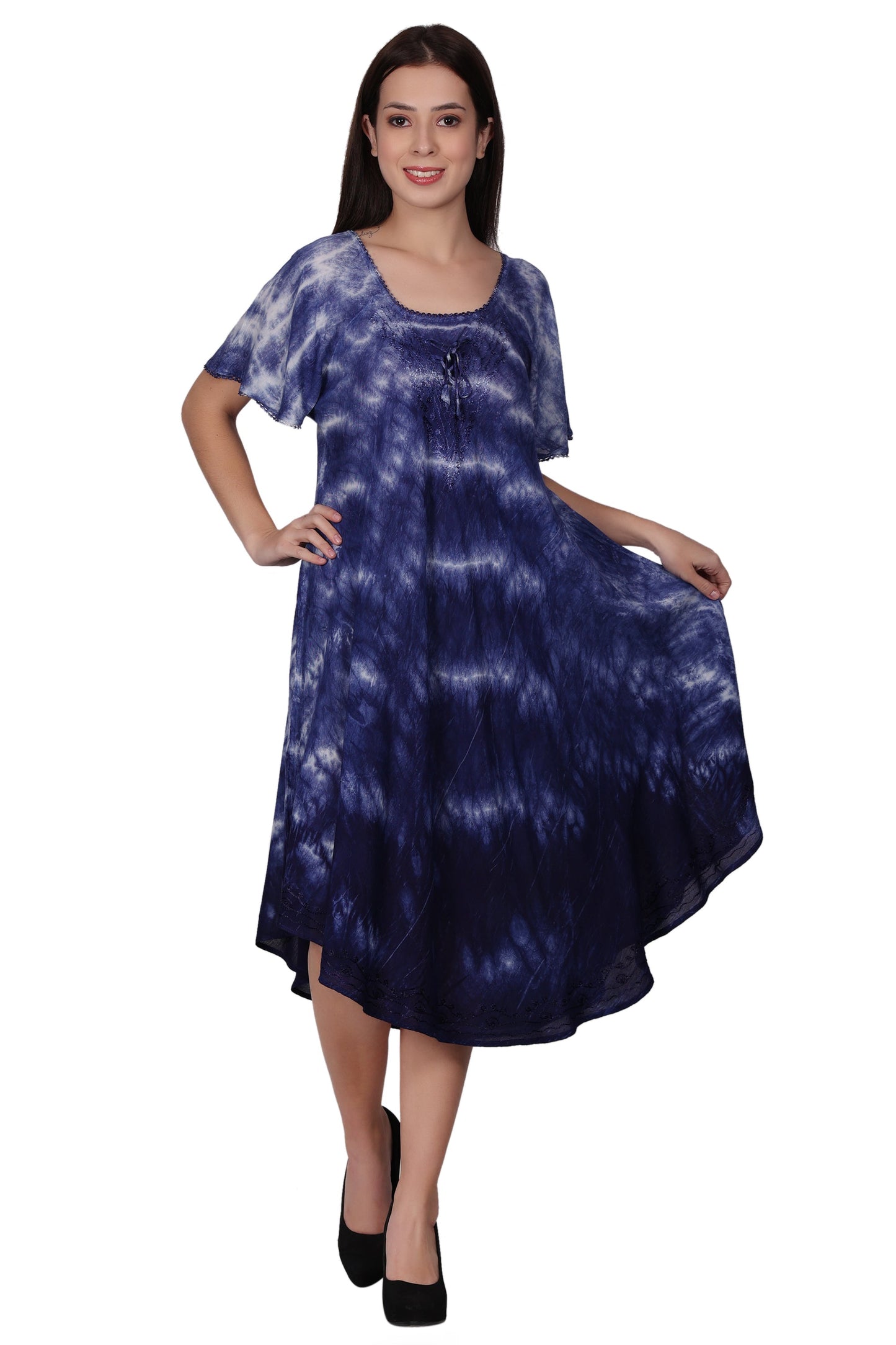 Cap Sleeve Tie Dye Dress 482210-SLVD