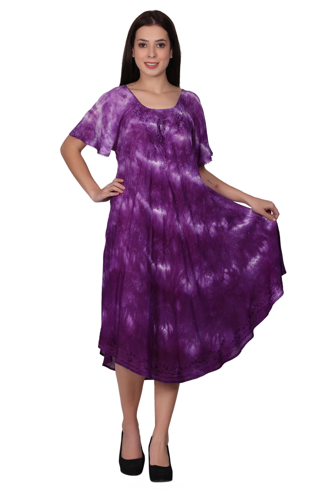 Cap Sleeve Tie Dye Dress 482210-SLVD