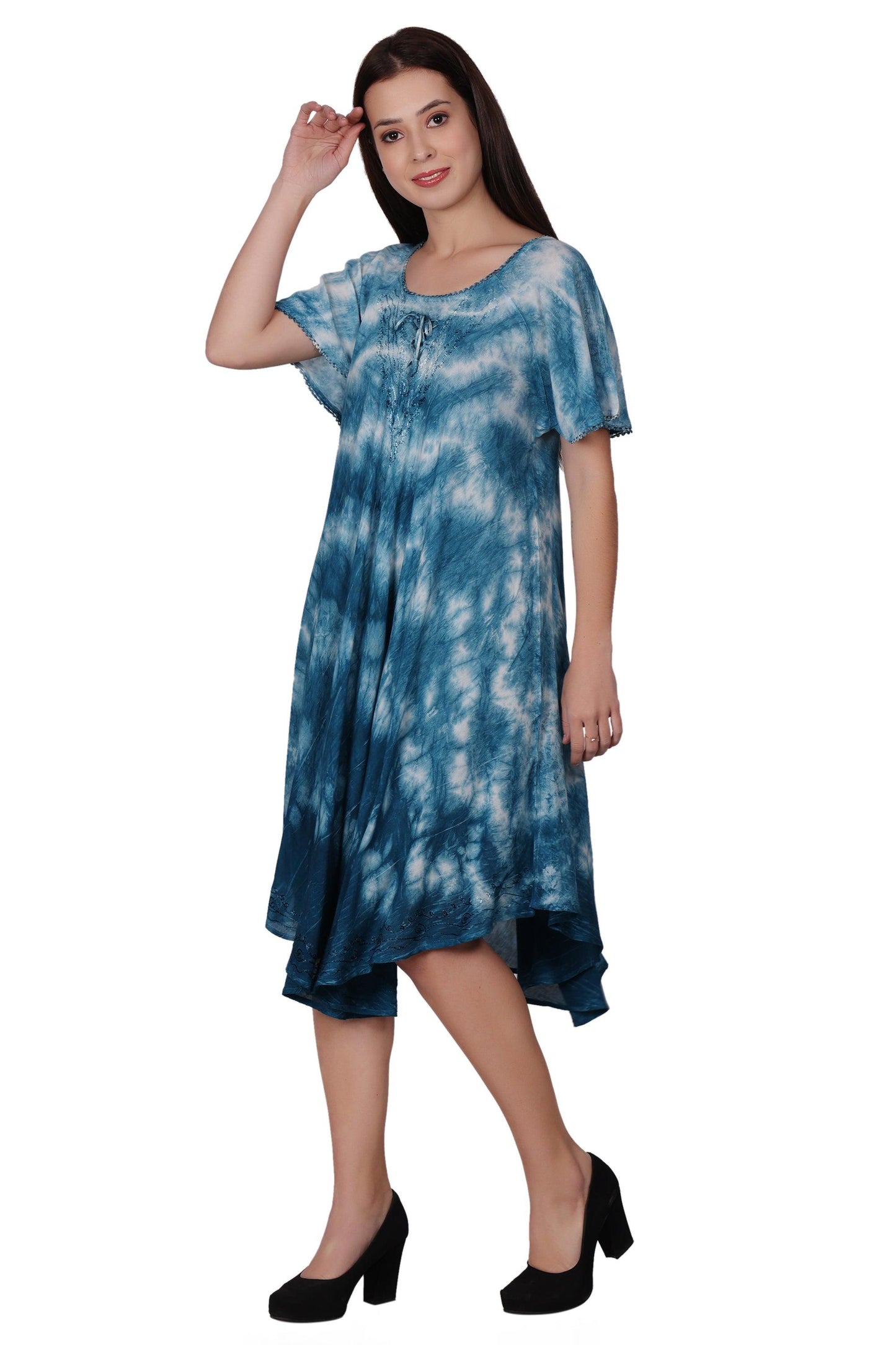 Cap Sleeve Tie Dye Dress 482210-SLVD