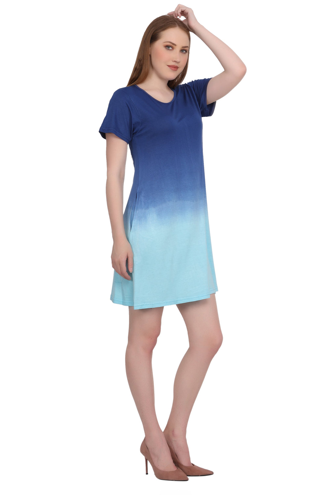 Cap Sleeve Tie Dye Ombre Dress 21460