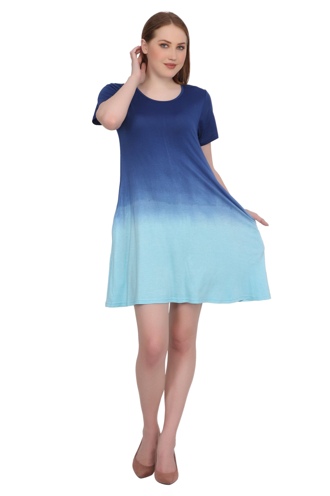 Cap Sleeve Tie Dye Ombre Dress 21460