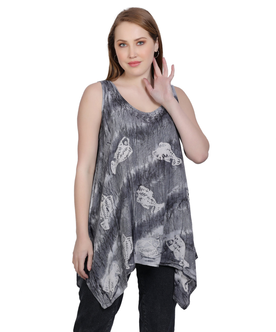 Fish Block Print  Tank Top  T-3206