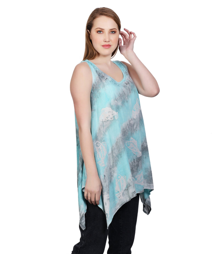 Fish Block Print  Tank Top  T-3206