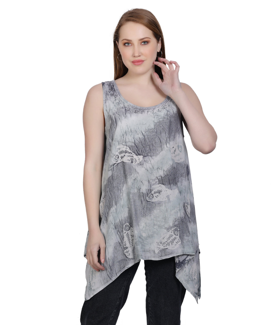 Fish Block Print  Tank Top  T-3206