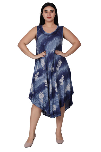 Fish Block Print Tie Dye Dress 482160R