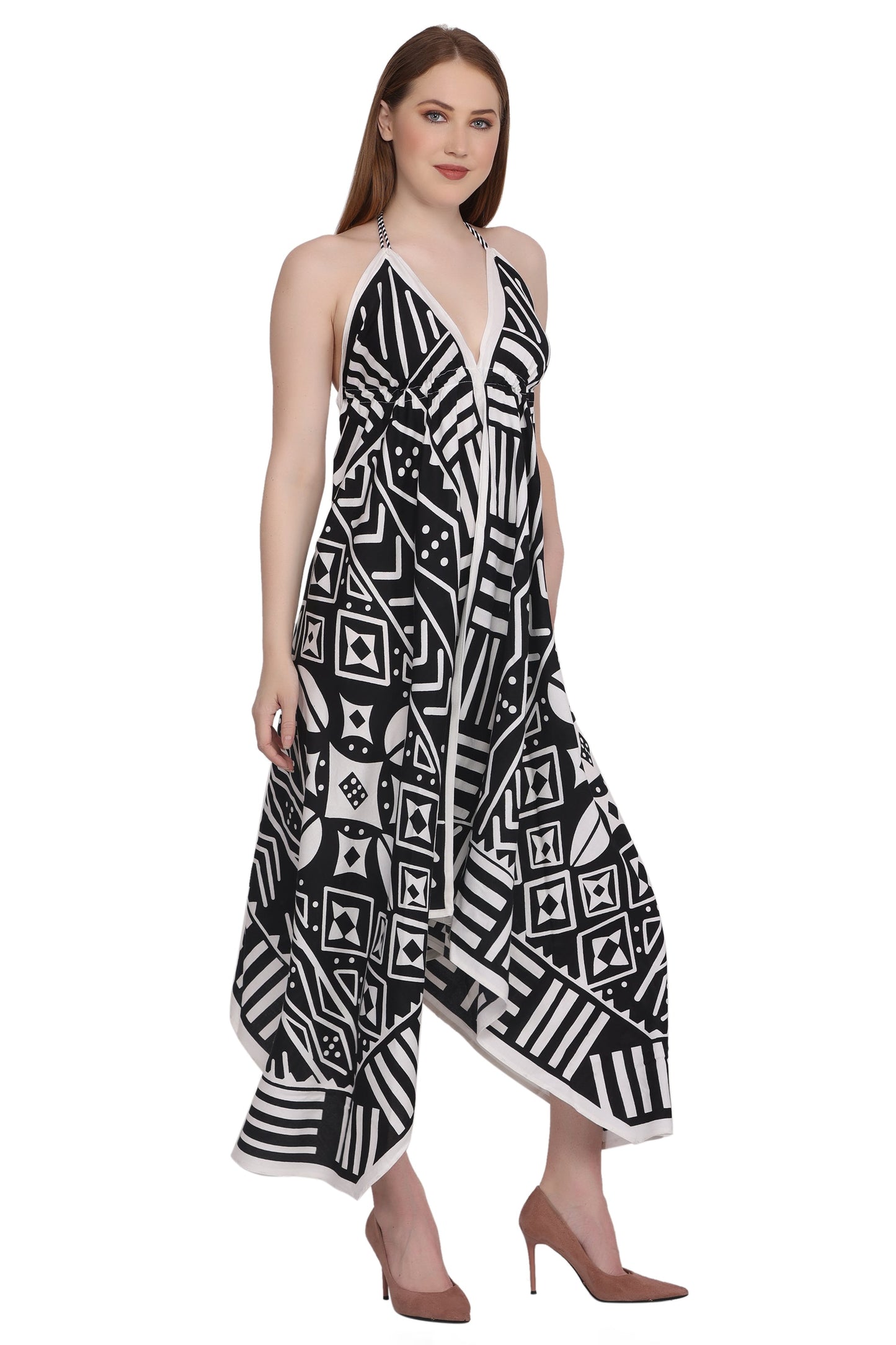 Geometric Print Scarf Dress 1951