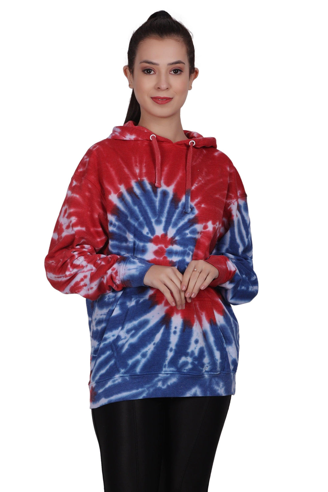 H706 Navy/Red Tie Dye Hoodie