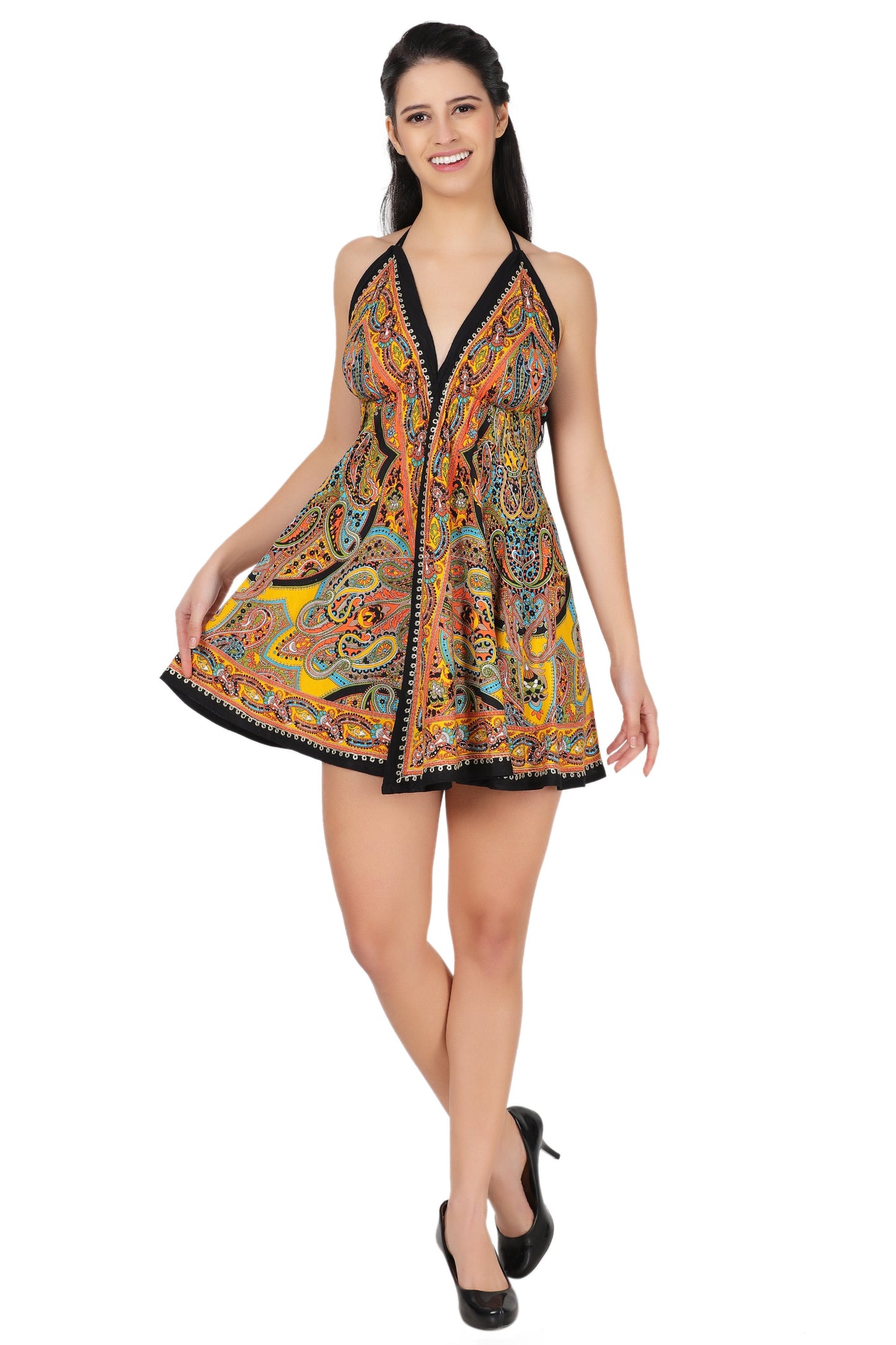 Halter Top Elastic Back Batik Dress PD-9727