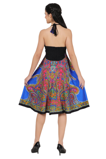 Halter Top Elastic Back Mid-Length Batik Dress PD-9706