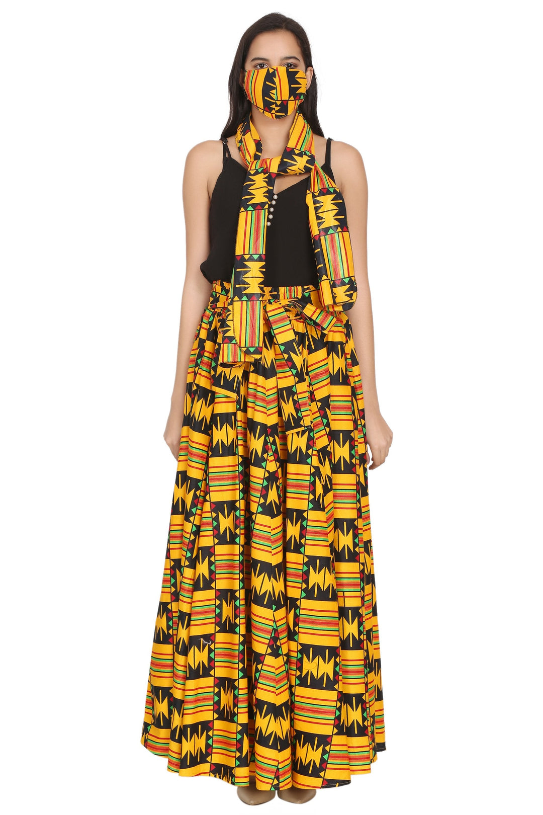 Kente Print Long Maxi Skirt 16317-611