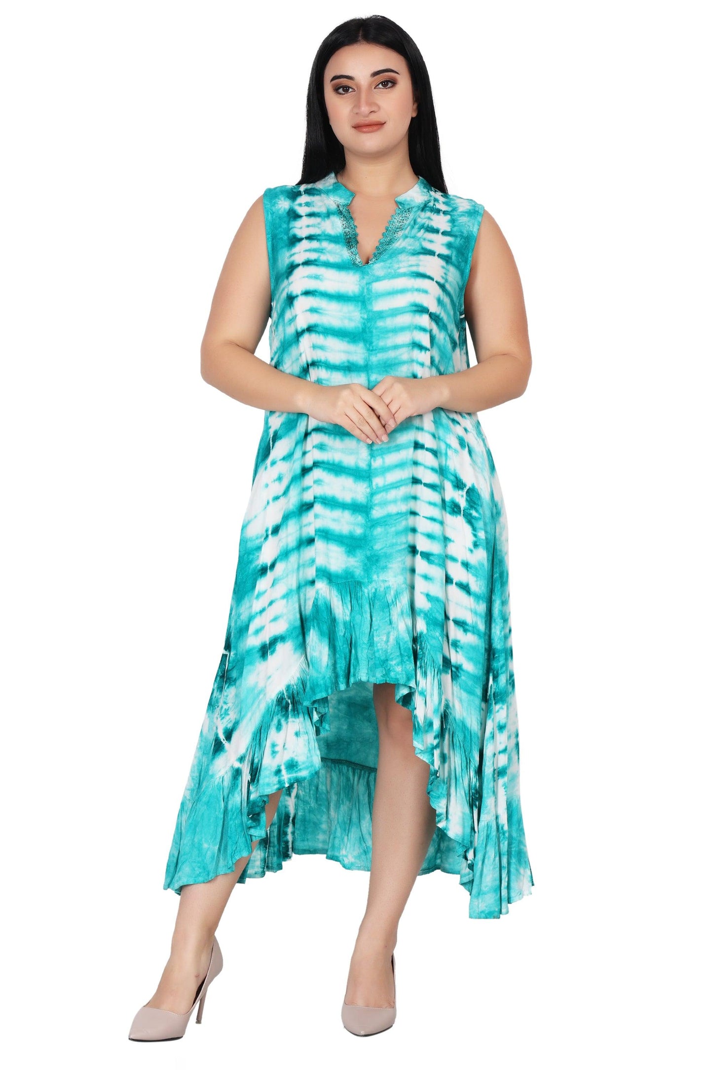 Laced V-Neck Tie Dye Dress 482133