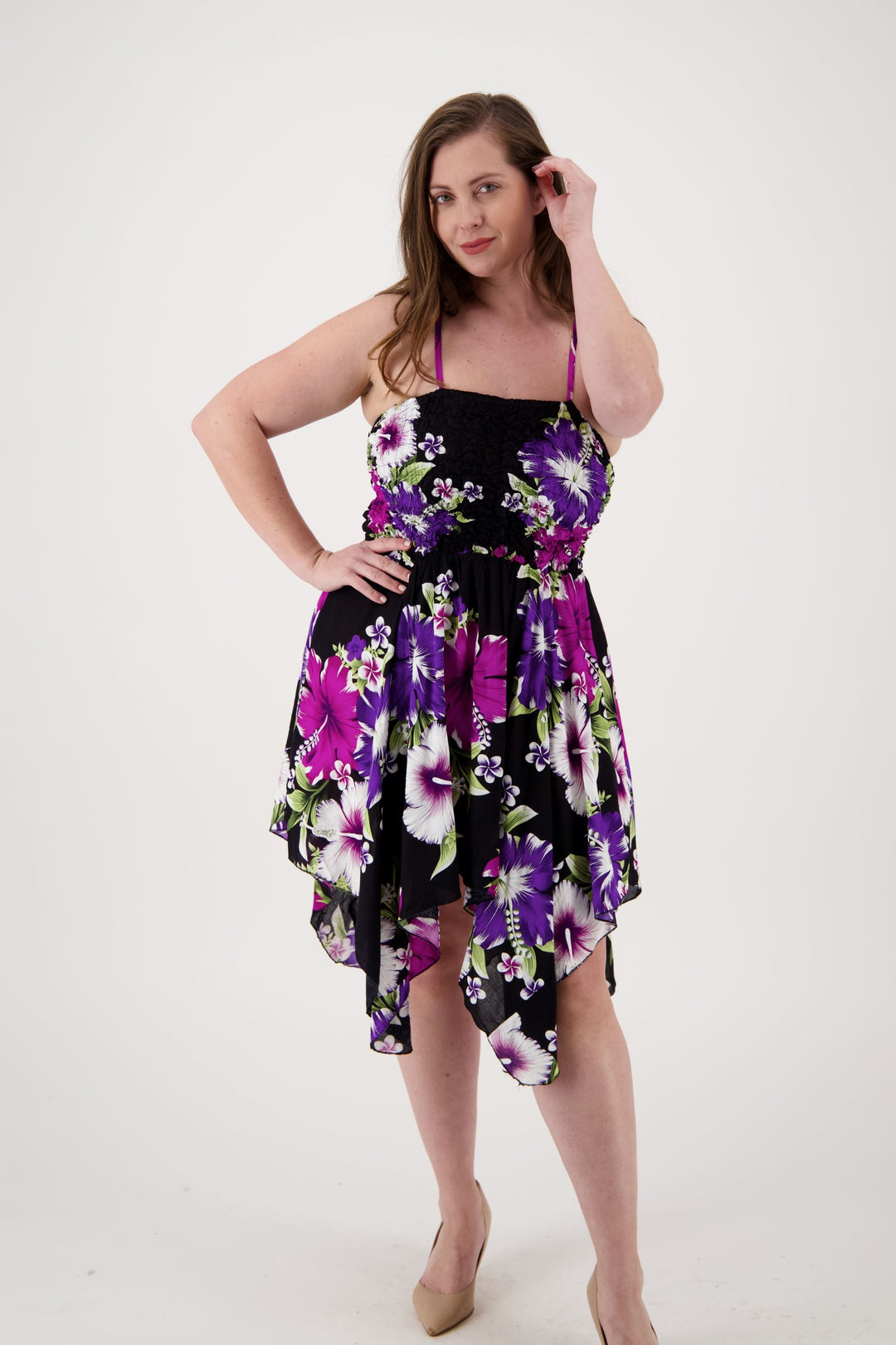 Long Fairytale Bottom Floral Print Beach Dress TH-349 - Advance Apparels Inc