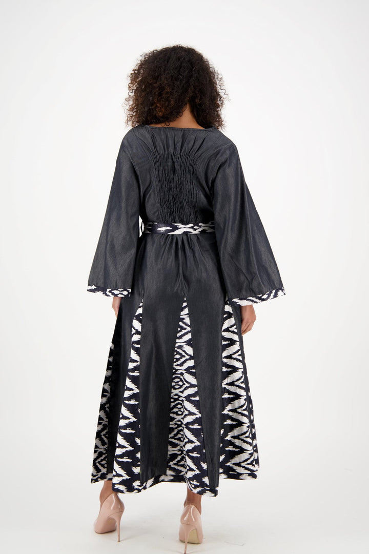 Long Sleeve Maxi Dress w/ Matching Ankara Print Belt 2193-419