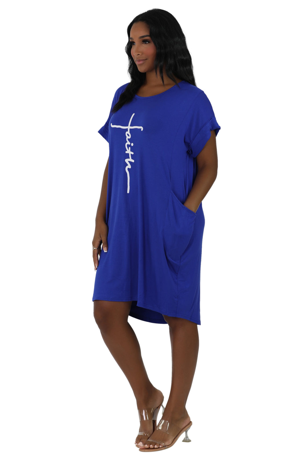 Mid-Length "Faith" Knitted Short Sleeve Dress 5555