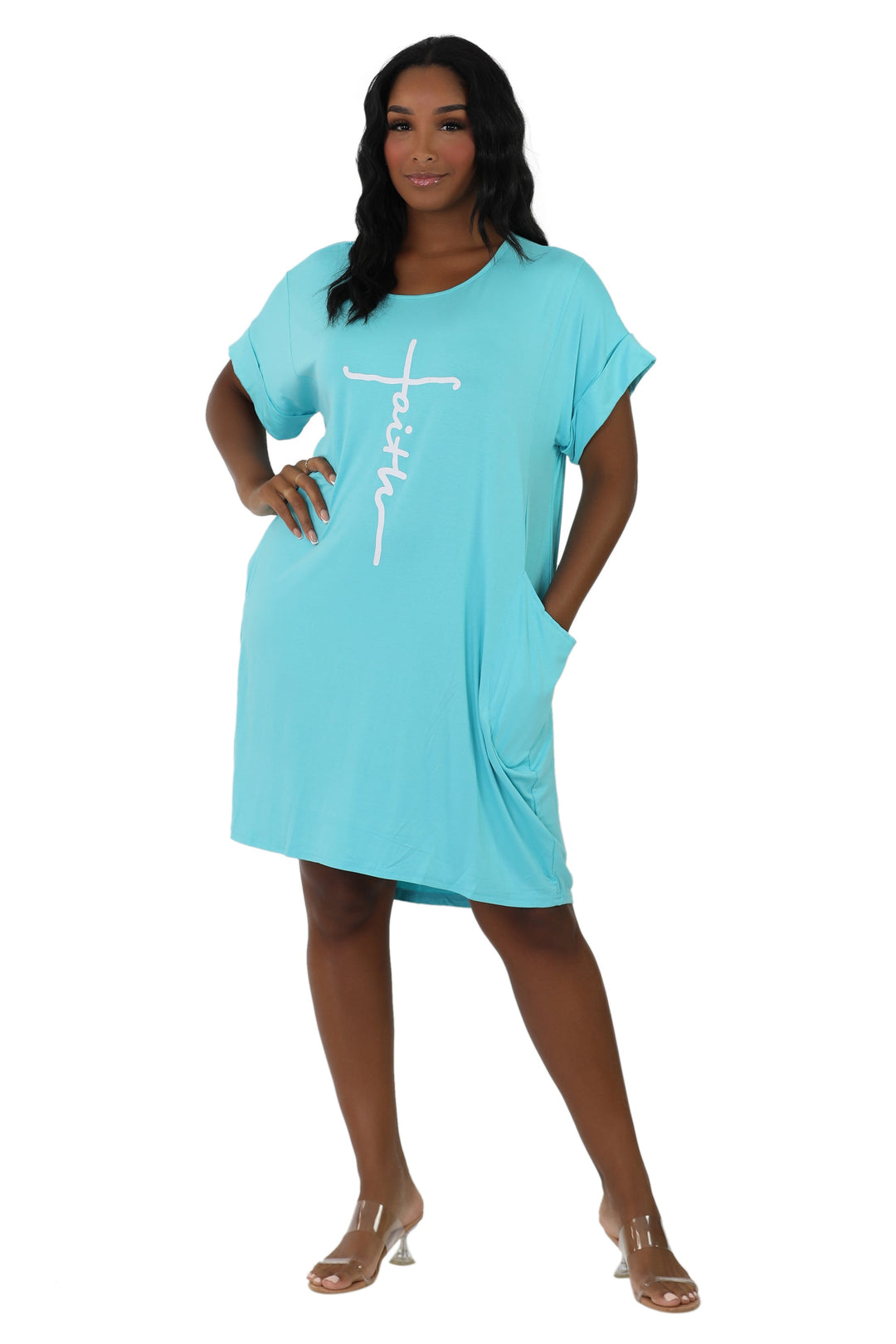 Mid-Length "Faith" Knitted Short Sleeve Dress 5555