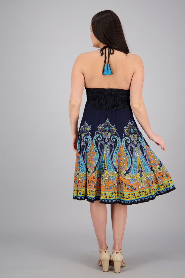 Mid-Length Halter Top Batik Dress 1969