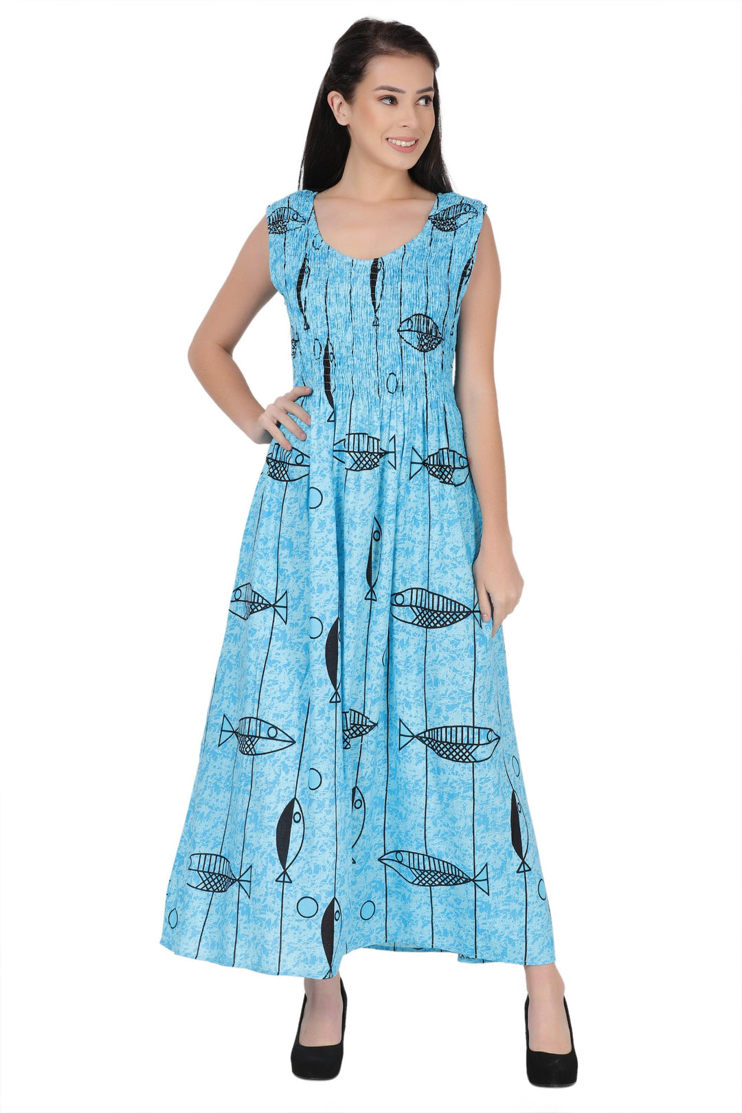 Nautical Print Beach Maxi Dress 522211