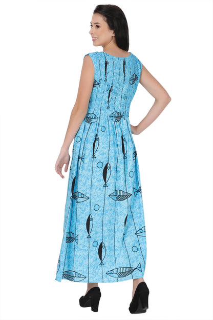 Nautical Print Beach Maxi Dress 522211