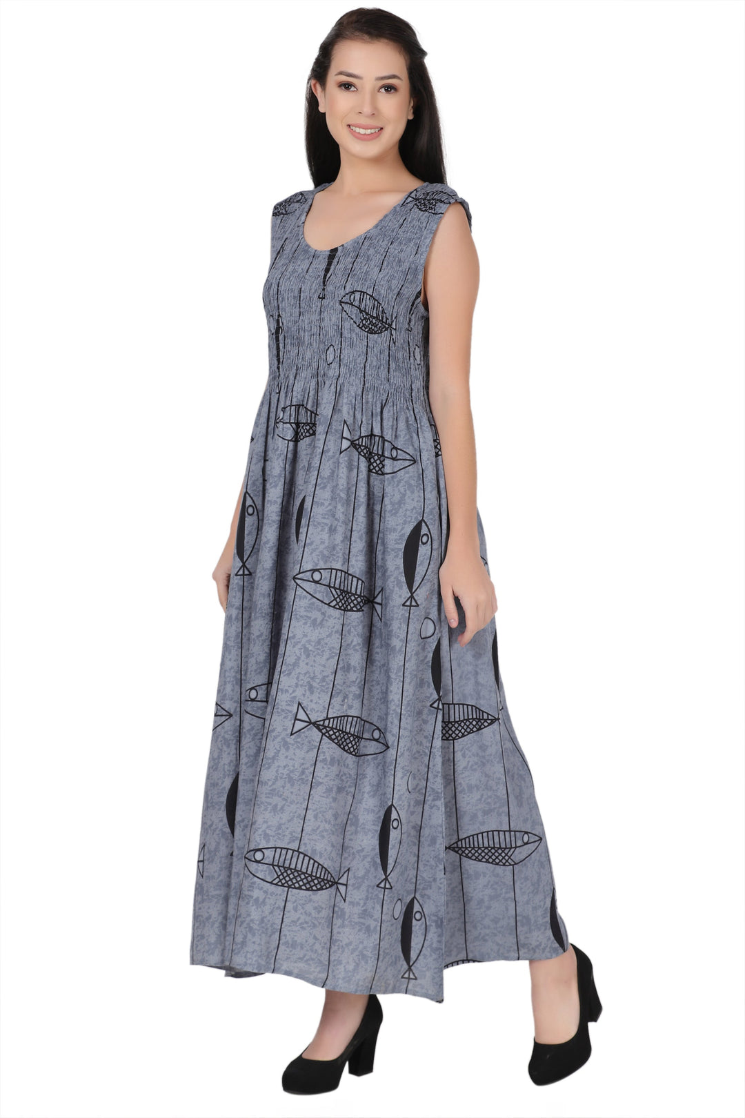 Nautical Print Beach Maxi Dress 522211