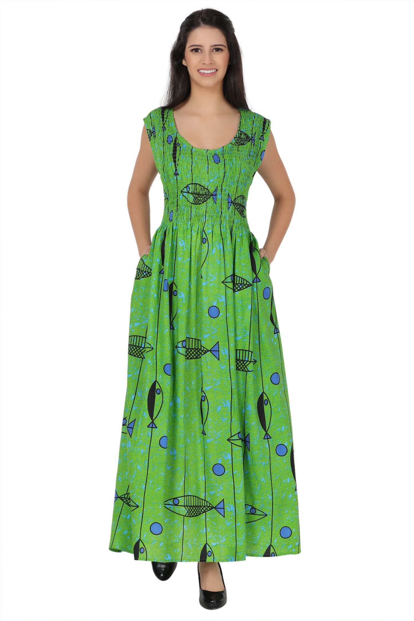 Nautical Print Beach Maxi Dress 522211