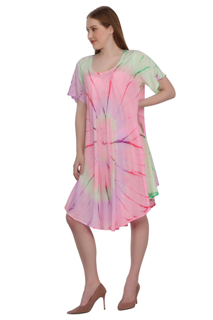 Neon Tie Dye Cap Sleeve Dress 442128