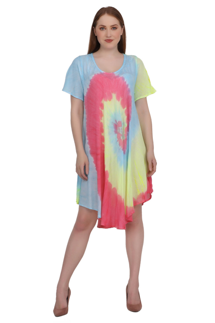 Neon Tie Dye Cap Sleeve Dress 442128