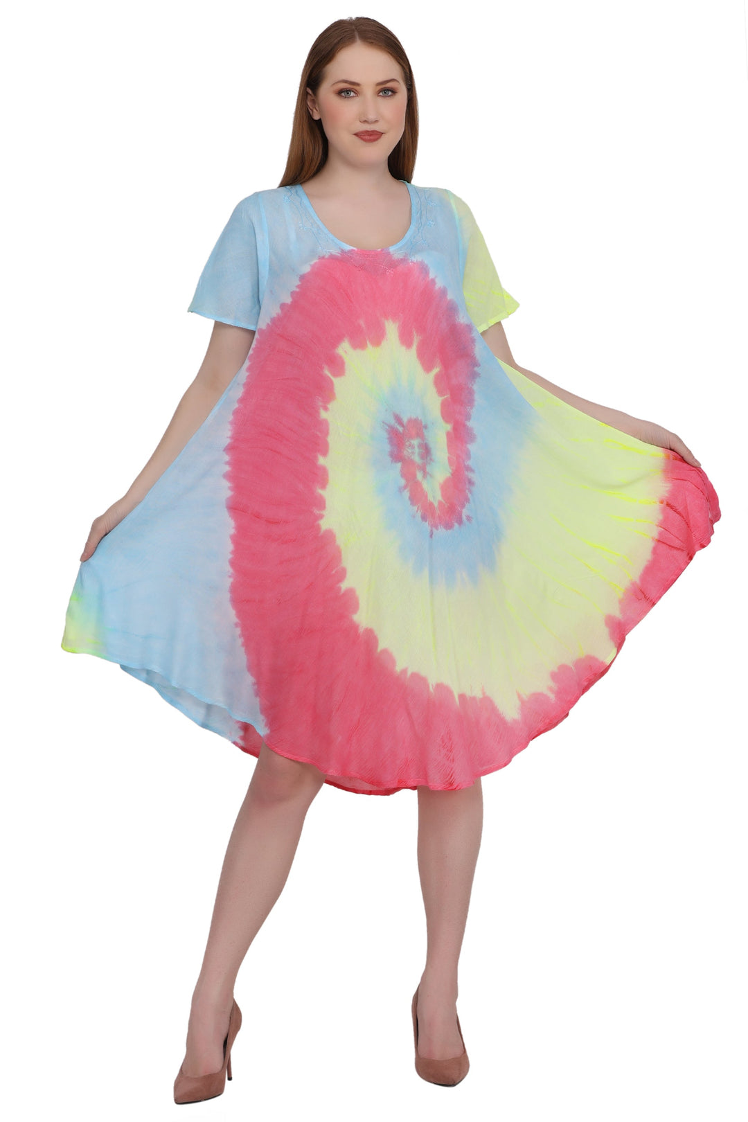 Neon Tie Dye Cap Sleeve Dress 442128