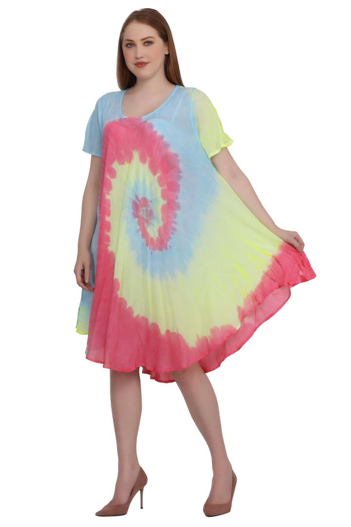 Neon Tie Dye Cap Sleeve Dress 442128