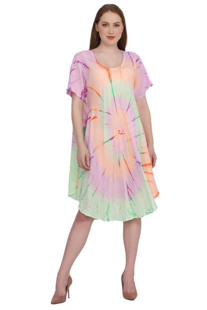 Neon Tie Dye Cap Sleeve Dress 442128