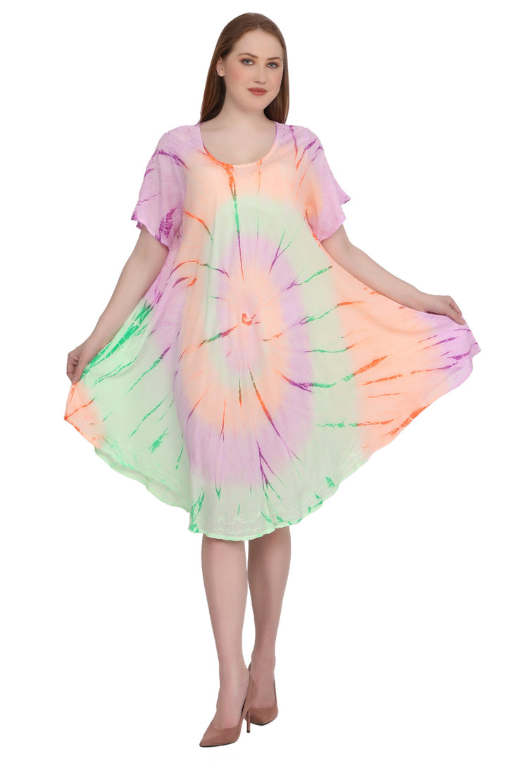 Neon Tie Dye Cap Sleeve Dress 442128