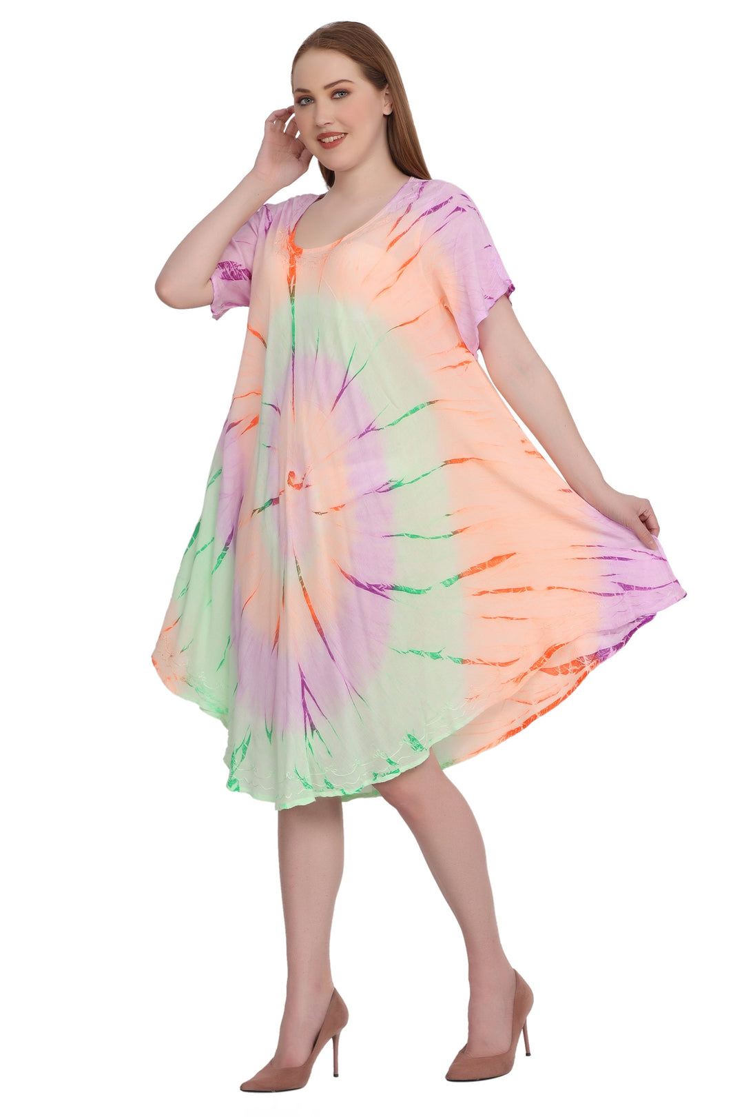 Neon Tie Dye Cap Sleeve Dress 442128