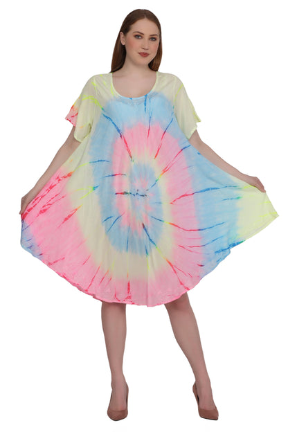 Neon Tie Dye Cap Sleeve Dress 442128