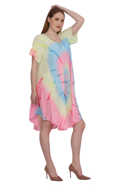 Neon Tie Dye Cap Sleeve Dress 442128